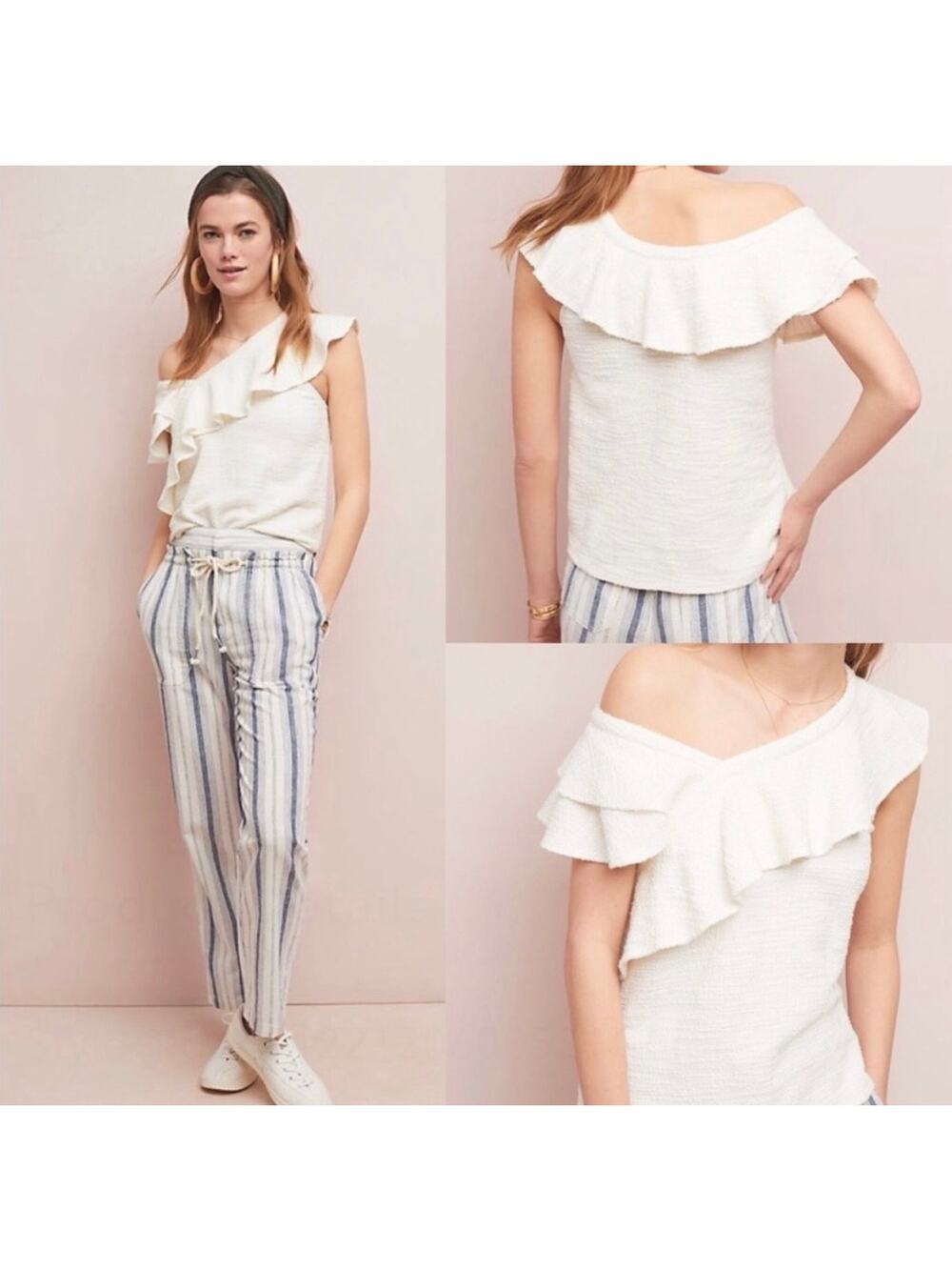 Dolan Anthropologie Louisa Ivory Off Shoulder ruffled top M